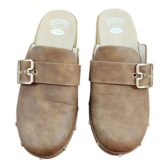 Dr. Scholls classic clog womens sz 8 brown shoes platform mule comfort - Picture 1 of 11